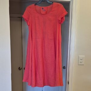Yuvita 6710 A Linen Dress XS – 100% Linen, Coral